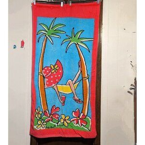 Bright beach scene beach towel
